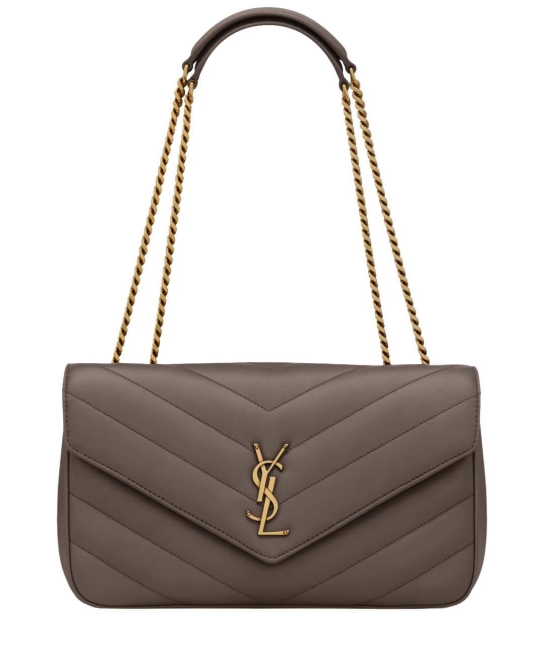 SAINT LAURENT Коричневая кожаная сумка через плечо, фото 1