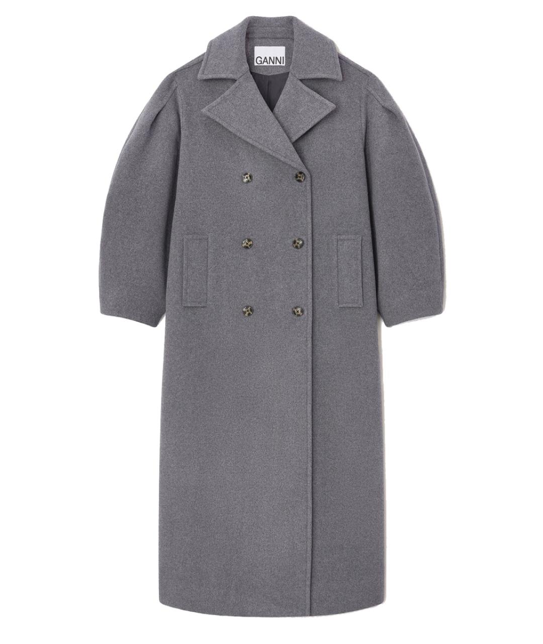 GANNI Серый шерстяной тренч/плащ, фото 1