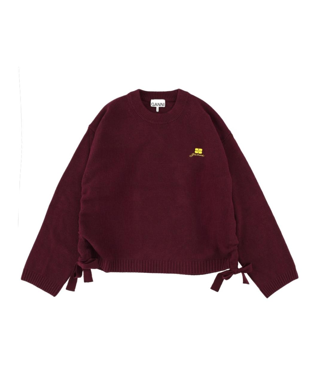 GANNI Бордовый шерстяной джемпер / свитер, фото 1