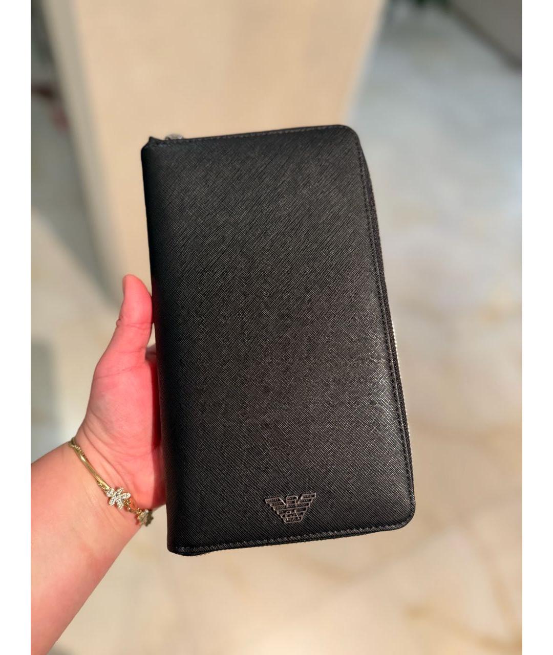 EMPORIO ARMANI Черный полиуретановый кошелек, фото 7