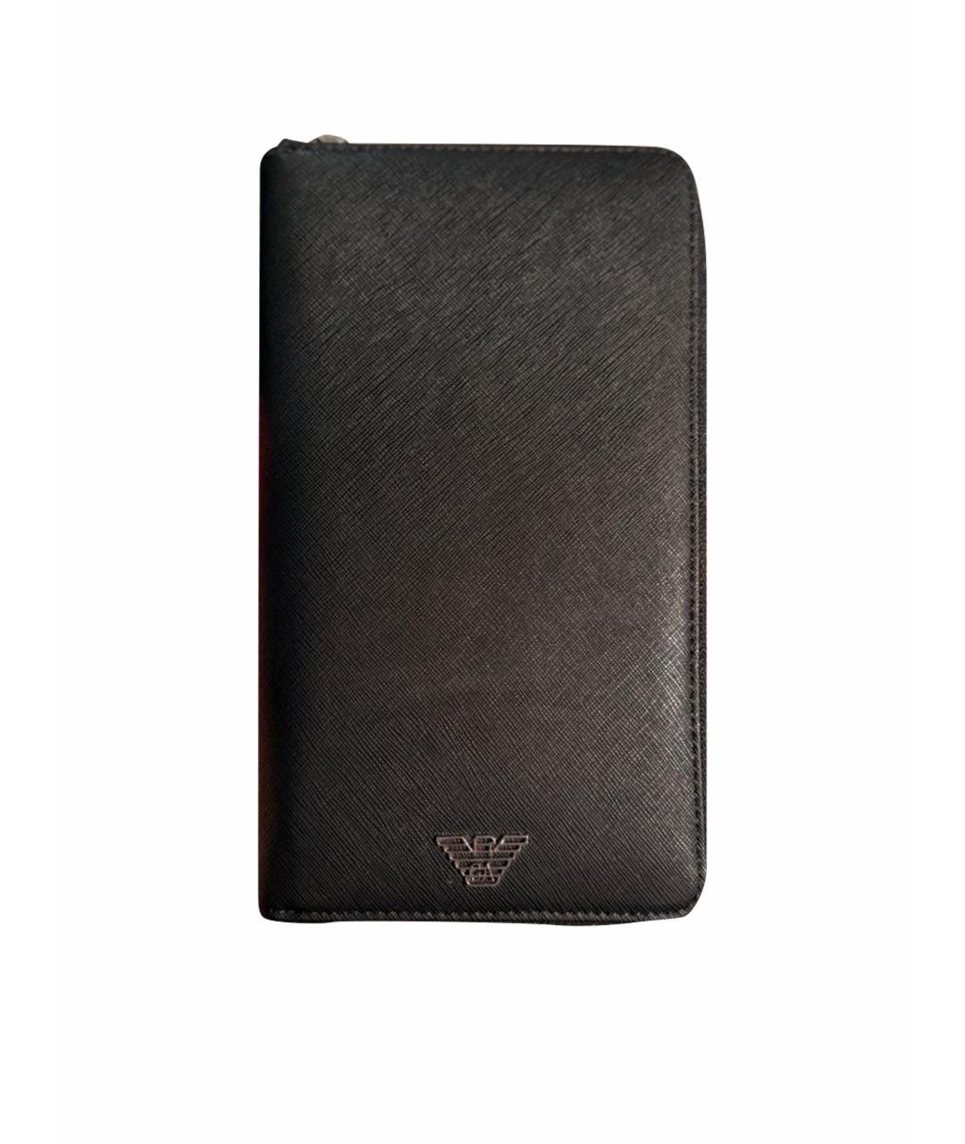 EMPORIO ARMANI Черный полиуретановый кошелек, фото 1