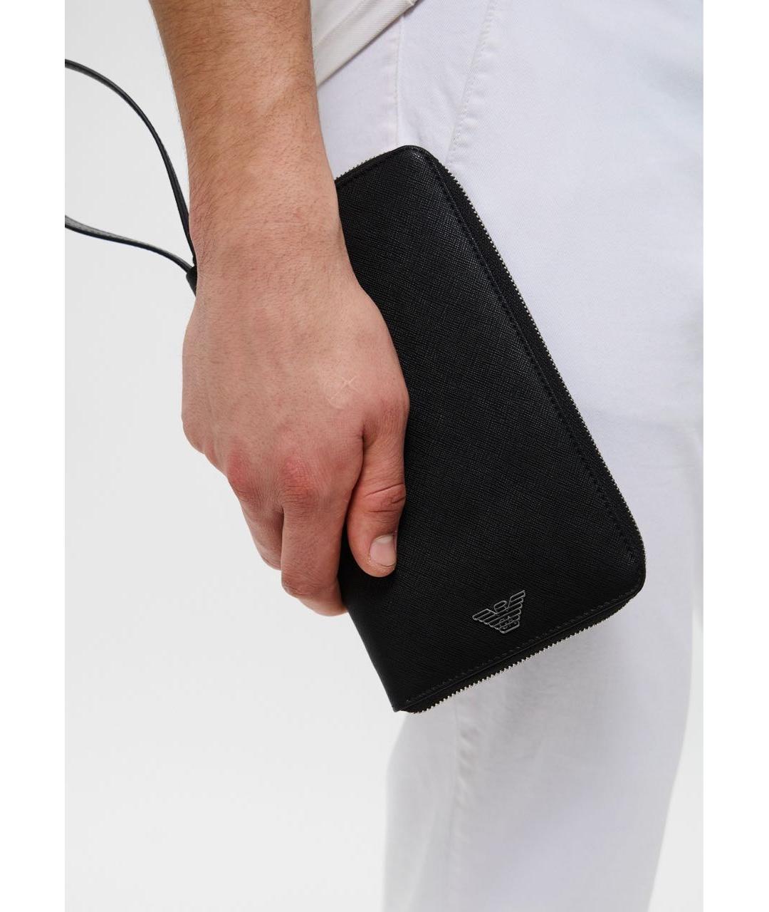 EMPORIO ARMANI Черный полиуретановый кошелек, фото 2