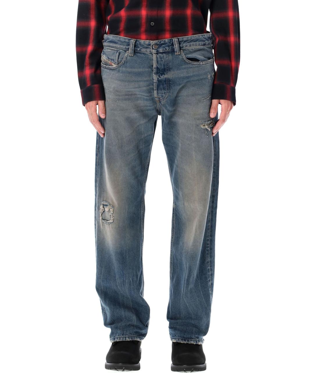 DIESEL Синие хлопковые прямые джинсы, фото 5