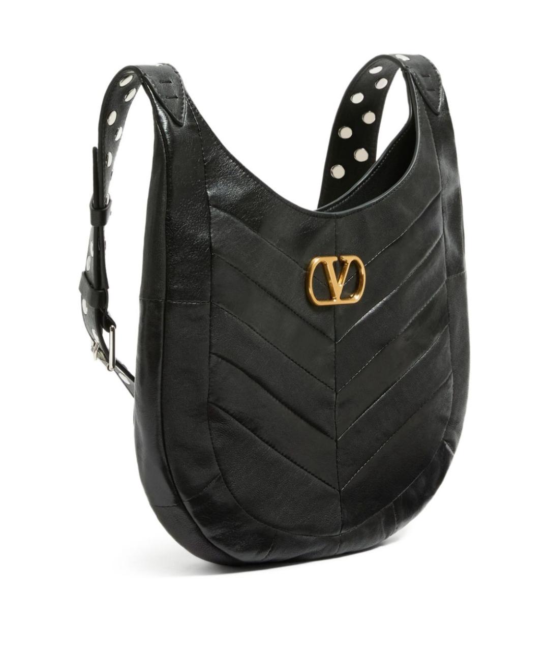 VALENTINO Черная кожаная сумка через плечо, фото 4