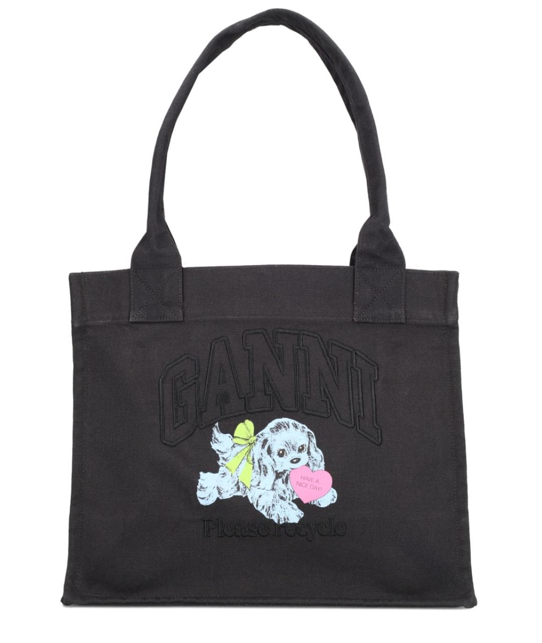 GANNI Черная хлопковая сумка тоут, фото 1