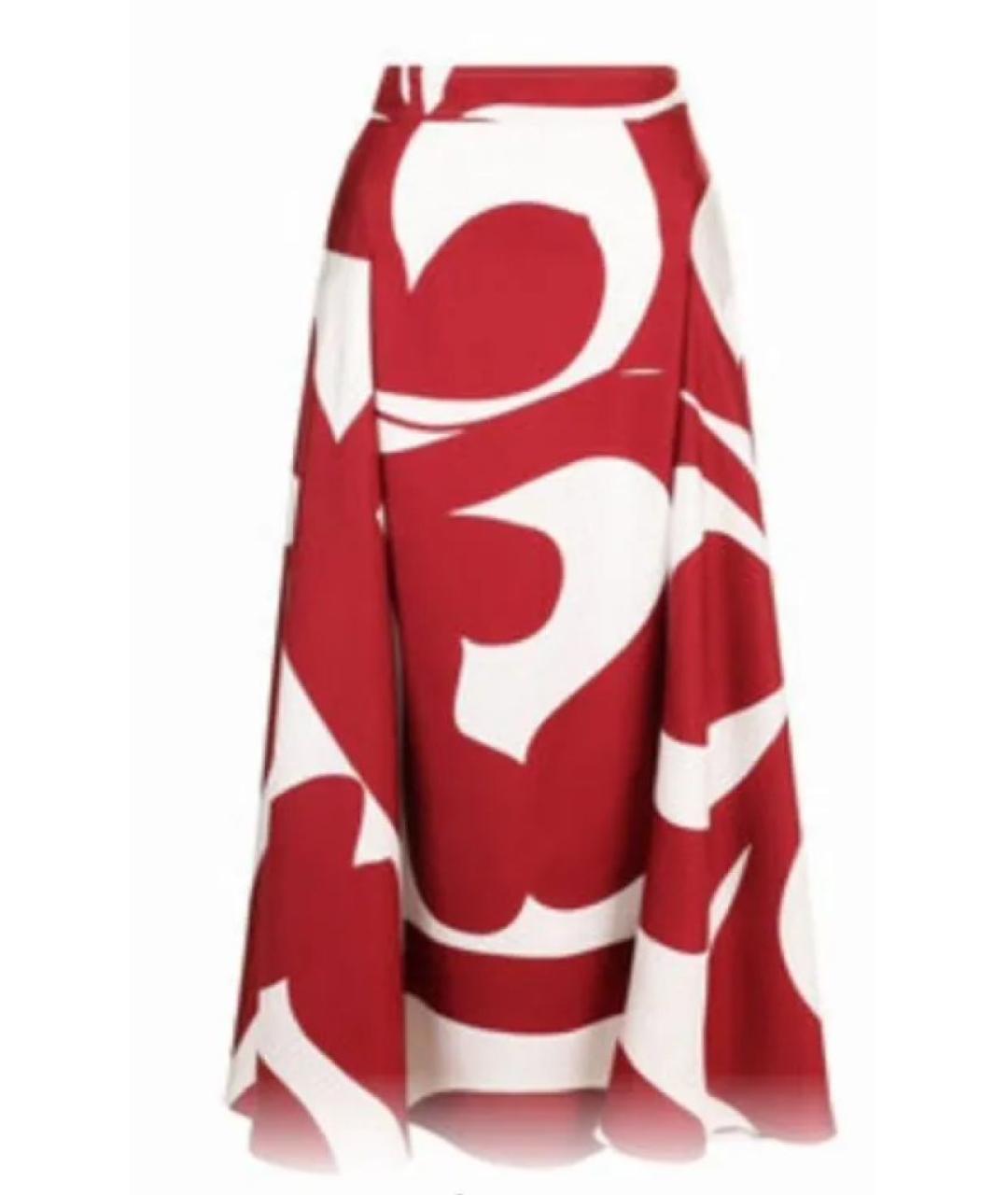 VICTORIA BECKHAM Красная шелковая юбка миди, фото 1