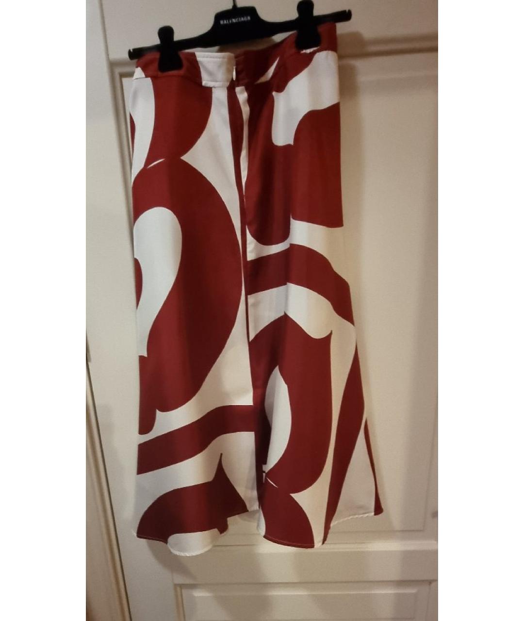 VICTORIA BECKHAM Красная шелковая юбка миди, фото 3