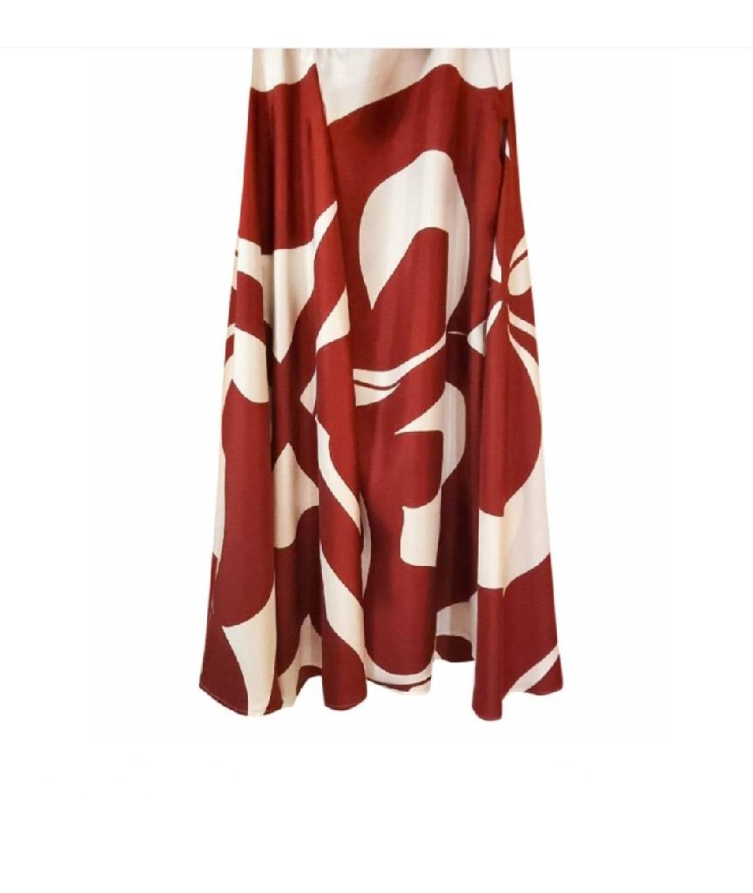 VICTORIA BECKHAM Красная шелковая юбка миди, фото 2