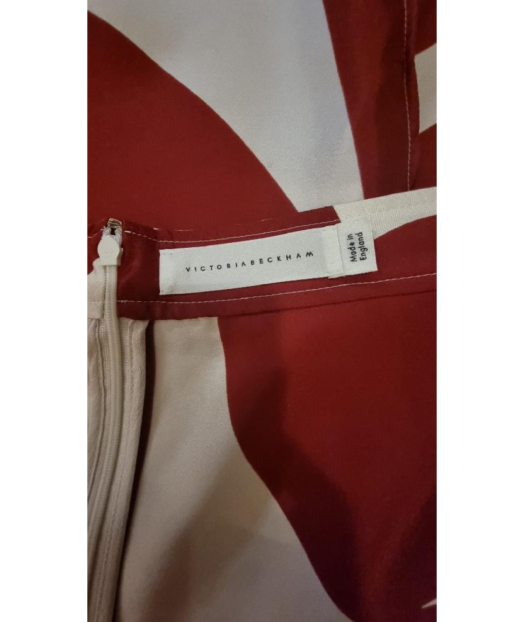 VICTORIA BECKHAM Красная шелковая юбка миди, фото 4