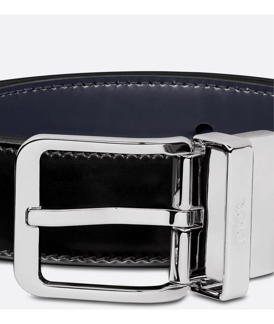 CHRISTIAN DIOR Темно-синий кожаный ремень, фото 3