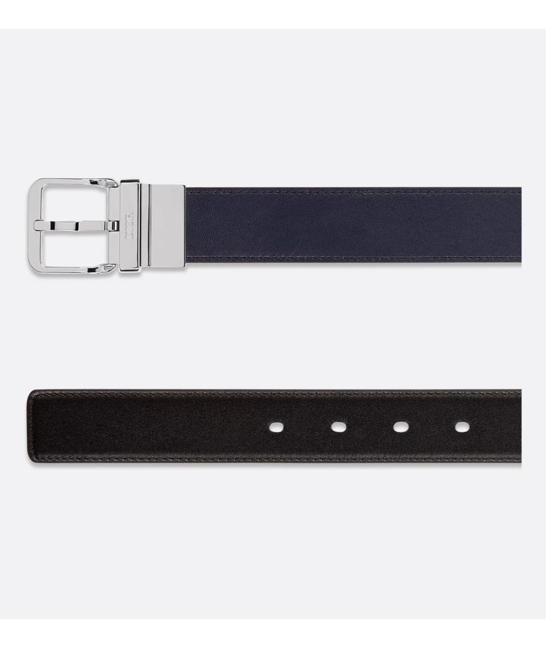 CHRISTIAN DIOR Темно-синий кожаный ремень, фото 2