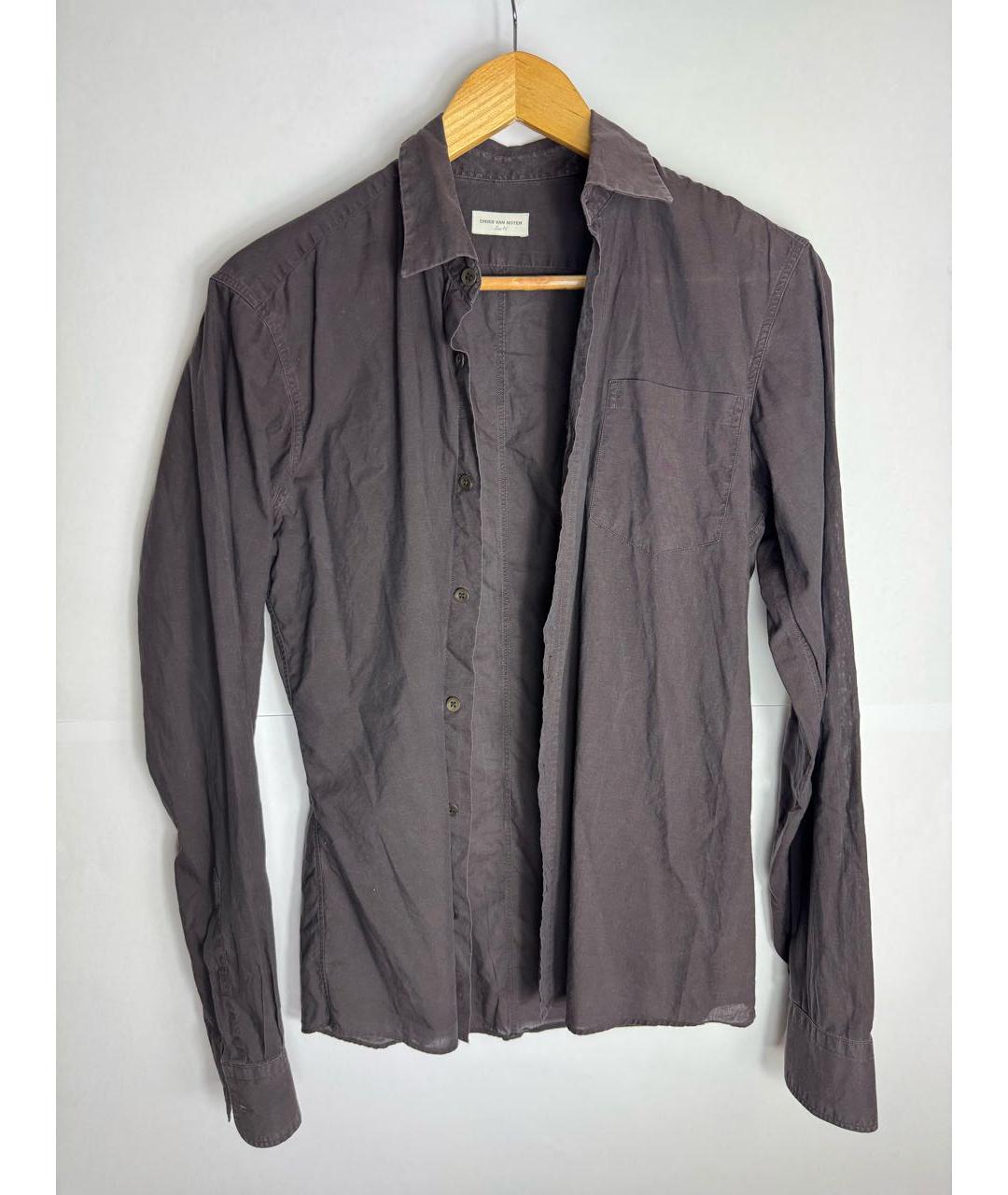 DRIES VAN NOTEN Темно-синяя хлопковая кэжуал рубашка, фото 4