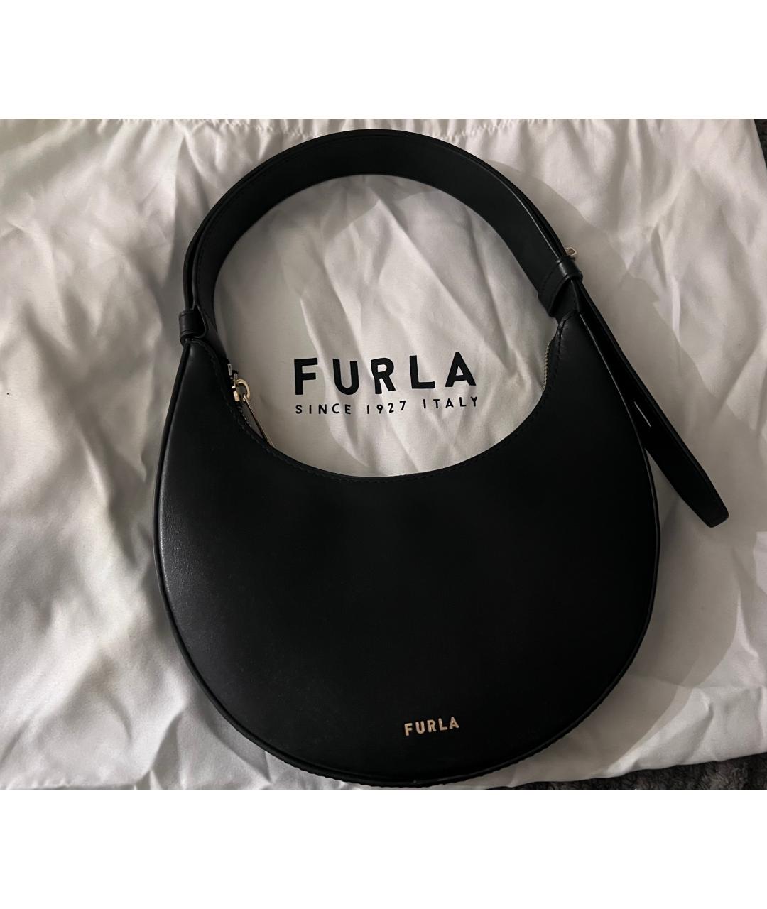FURLA Черная кожаная сумка через плечо, фото 3