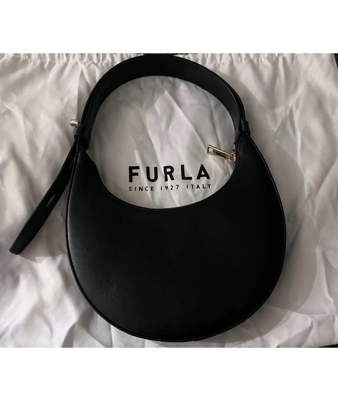 FURLA Черная кожаная сумка через плечо, фото 4