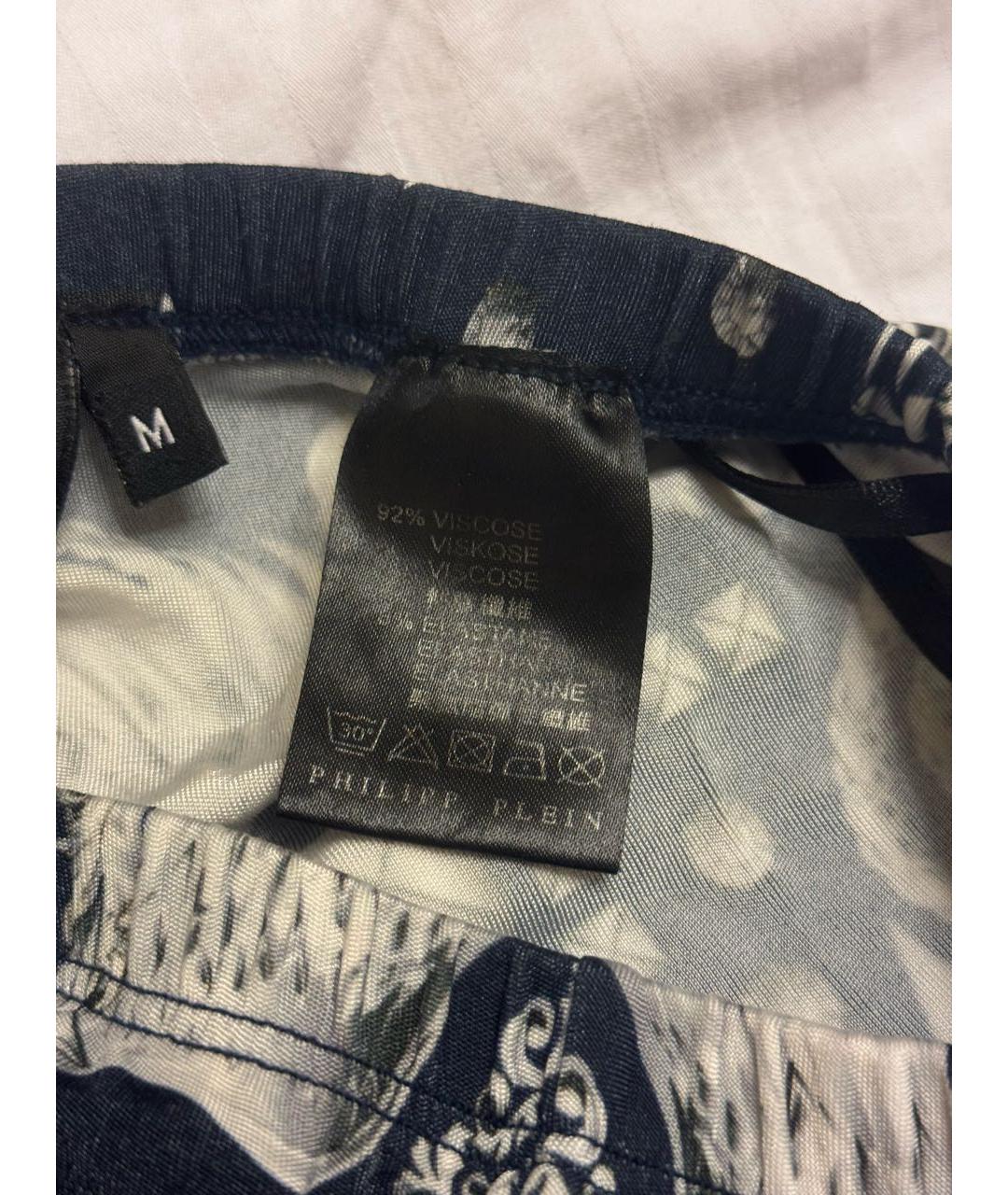 PHILIPP PLEIN Синие вискозные спортивные брюки и шорты, фото 6