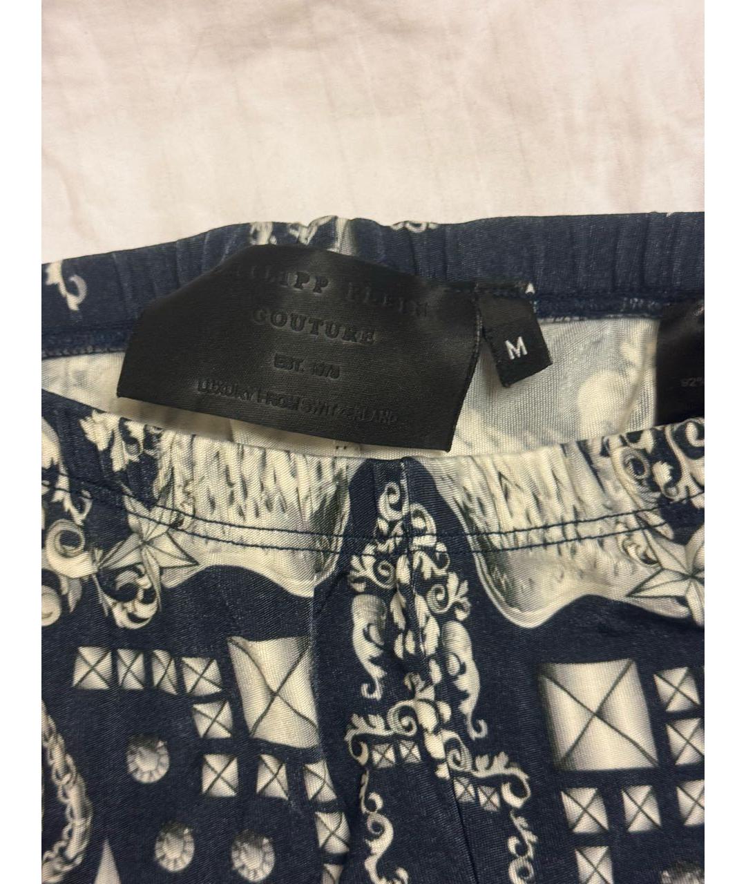 PHILIPP PLEIN Синие вискозные спортивные брюки и шорты, фото 5