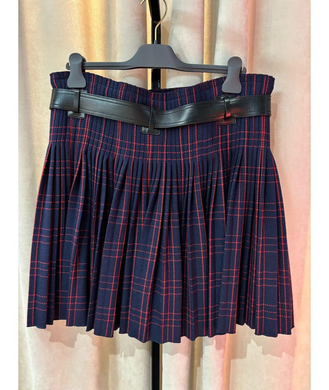 CHRISTIAN DIOR Темно-синяя шерстяная юбка мини, фото 2