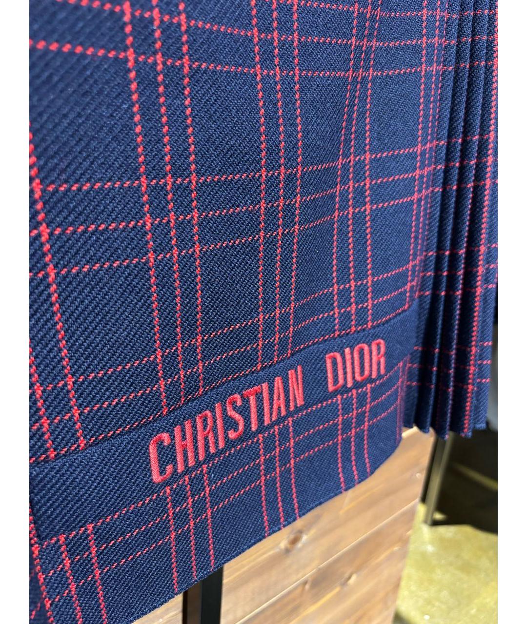 CHRISTIAN DIOR Темно-синяя шерстяная юбка мини, фото 6