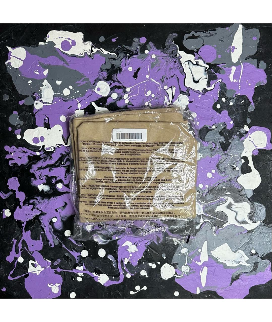 SUPREME Бежевая хлопковая футболка, фото 4