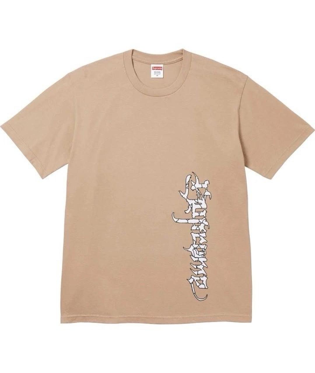 SUPREME Бежевая хлопковая футболка, фото 1
