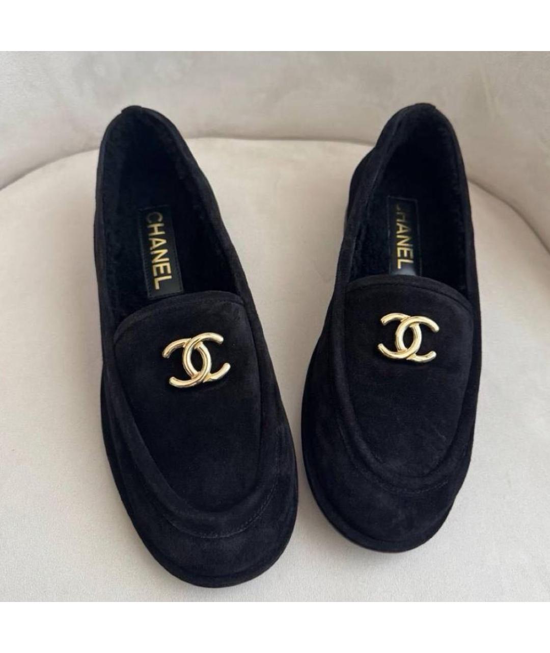 CHANEL Черные замшевые лоферы, фото 2