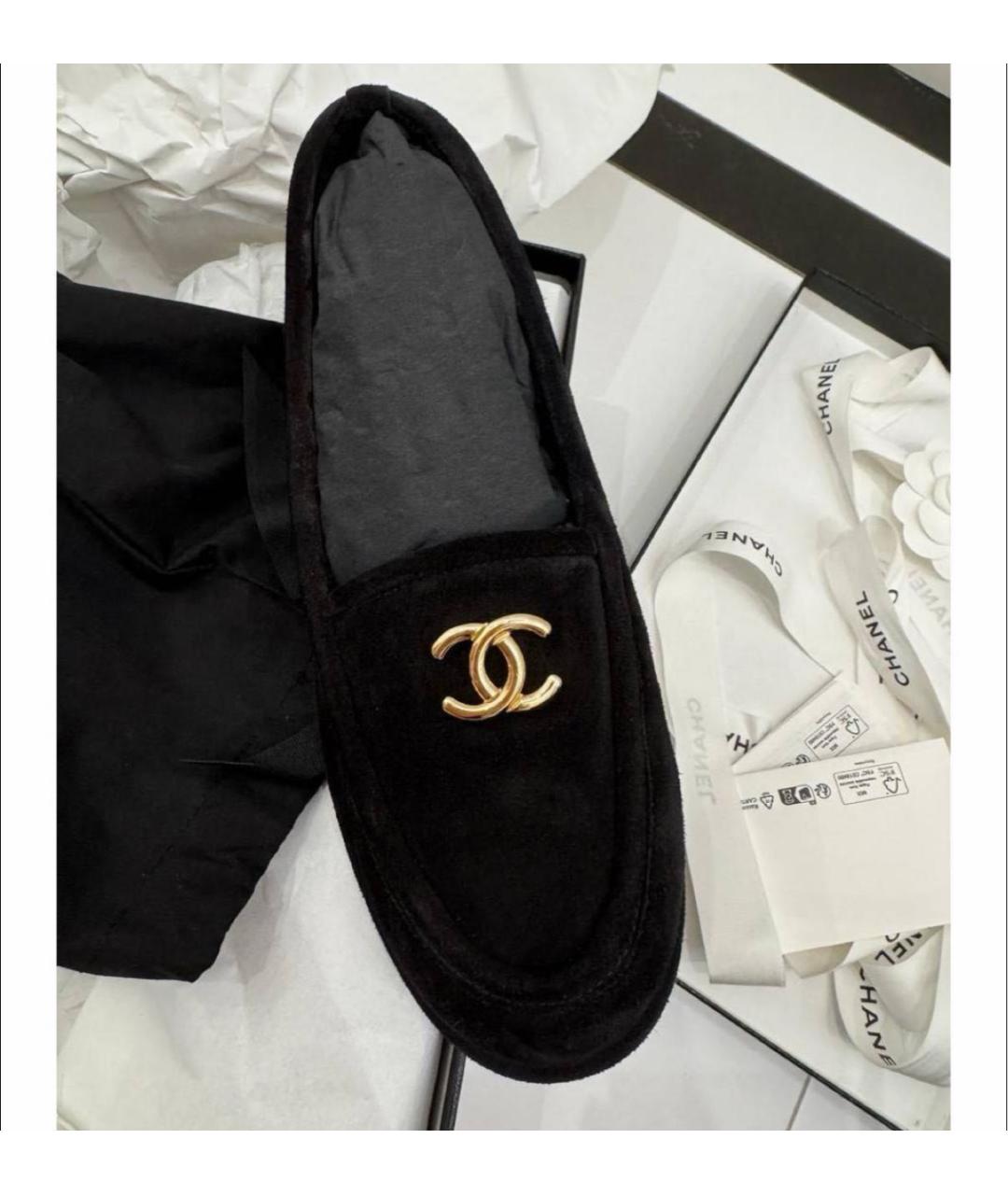 CHANEL Черные замшевые лоферы, фото 3