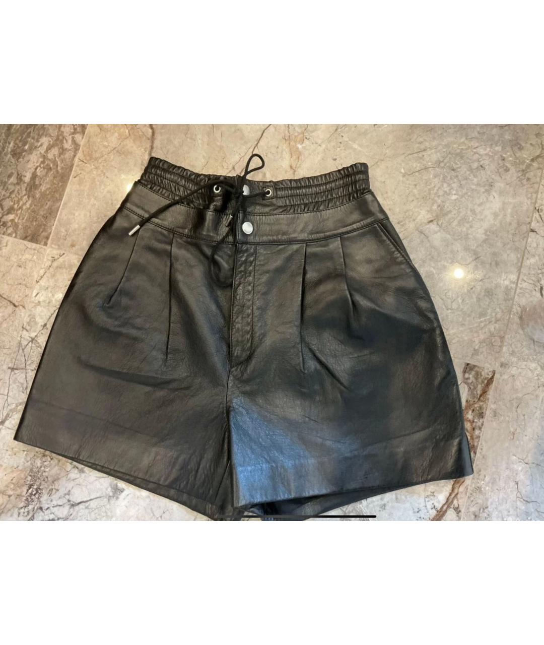 SAINT LAURENT Черные кожаные шорты, фото 4