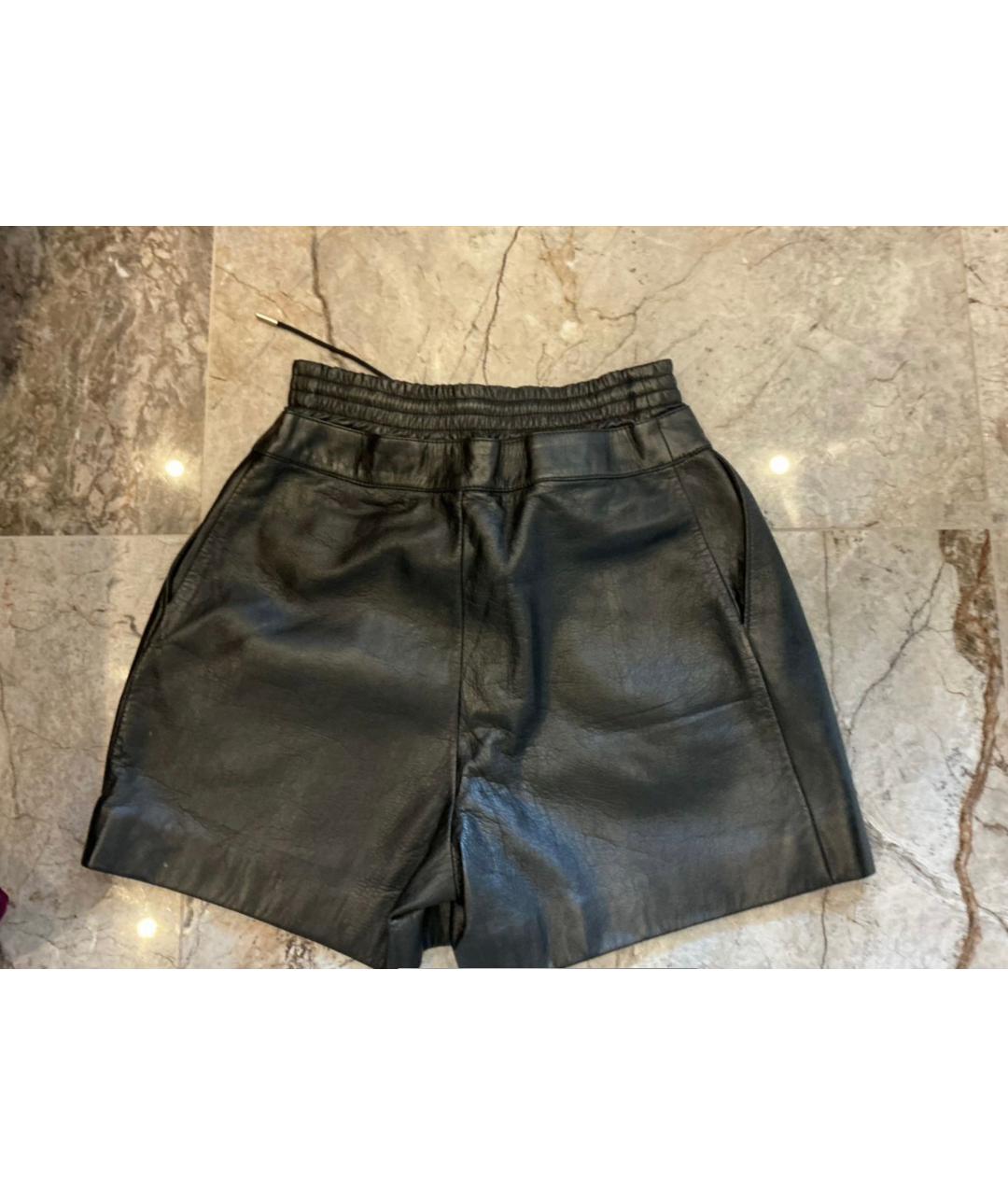 SAINT LAURENT Черные кожаные шорты, фото 2