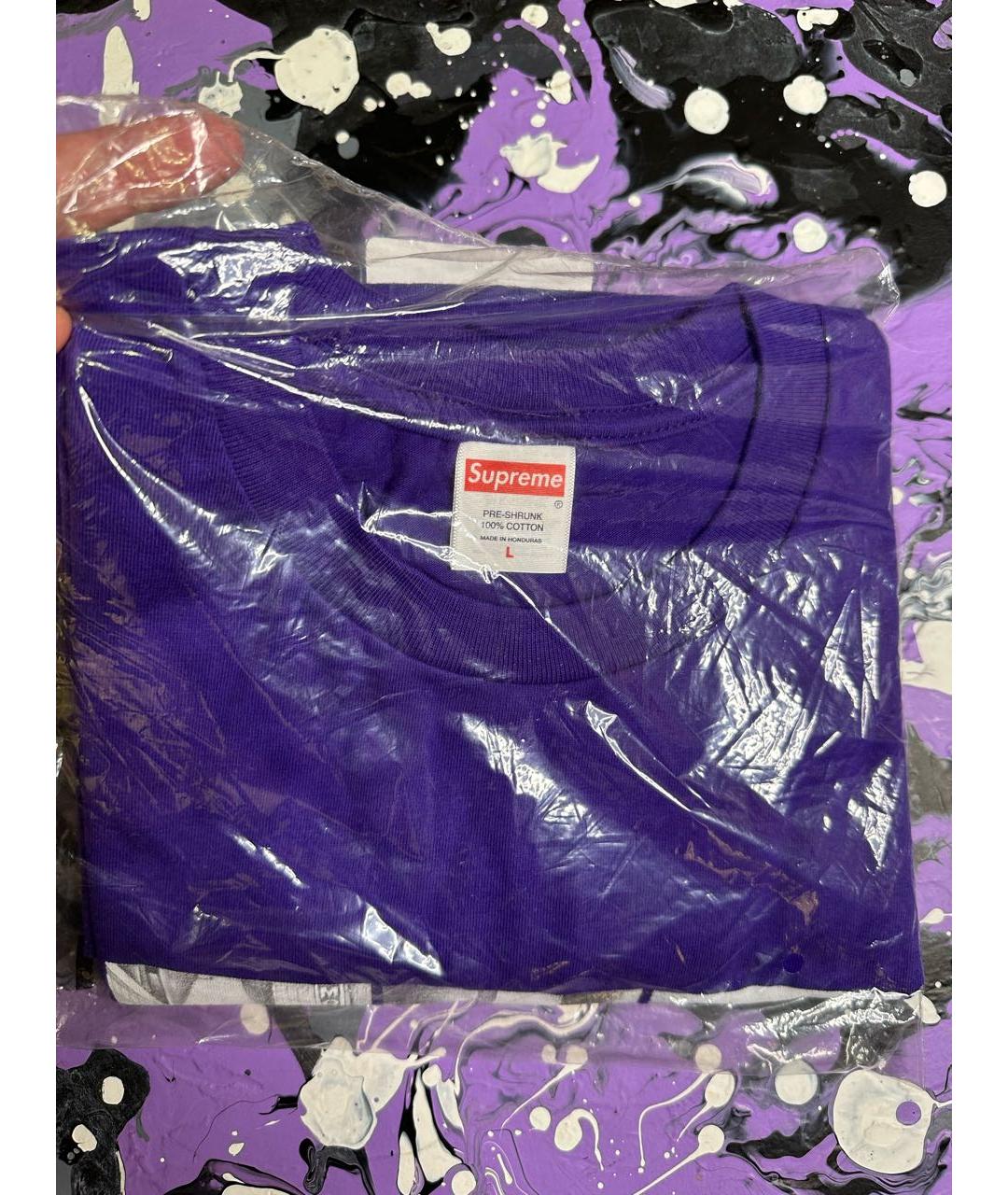SUPREME Фиолетовая хлопковая футболка, фото 8