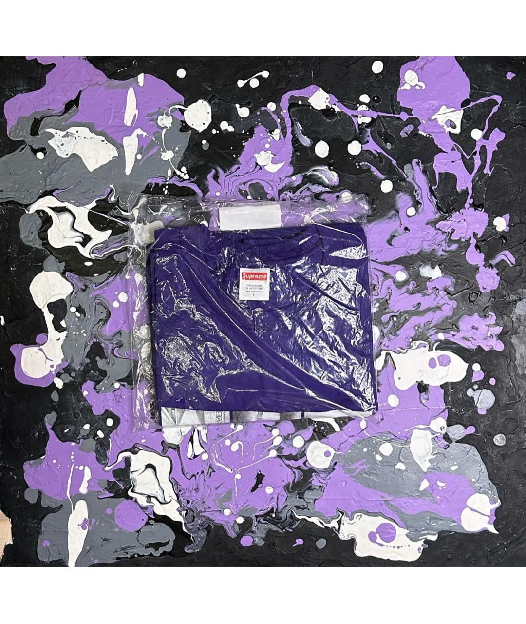 SUPREME Фиолетовая хлопковая футболка, фото 6