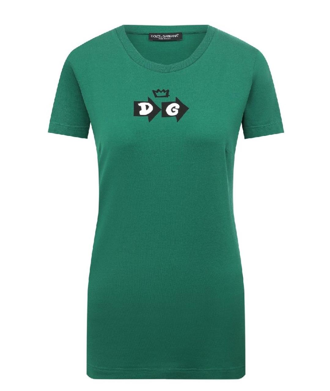 DOLCE&GABBANA Зеленая хлопковая футболка, фото 10