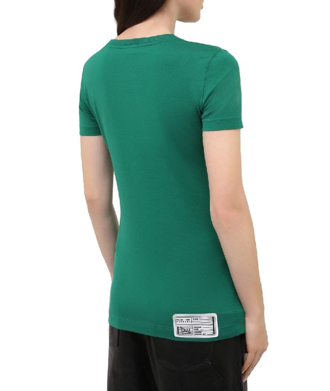 DOLCE&GABBANA Зеленая хлопковая футболка, фото 2
