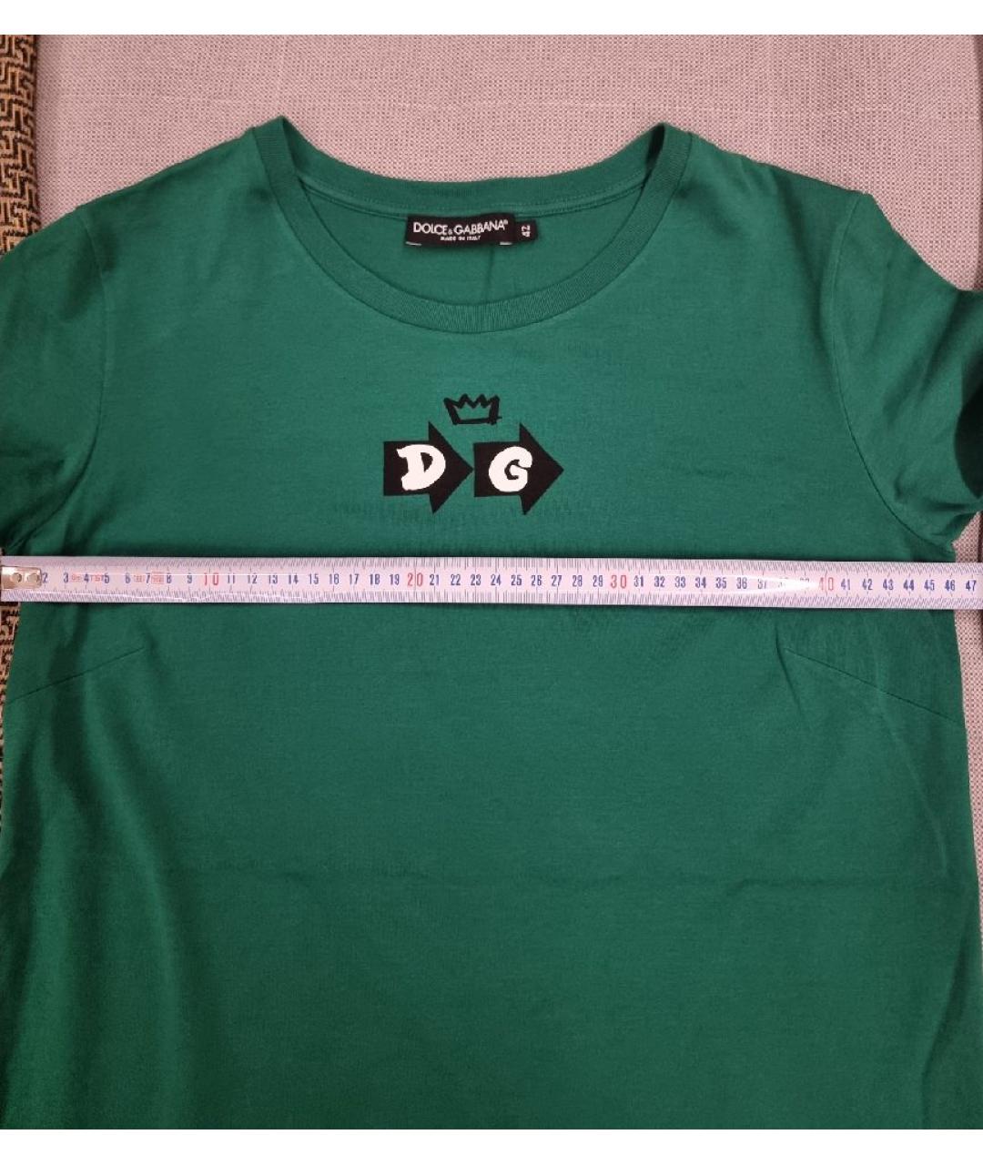 DOLCE&GABBANA Зеленая хлопковая футболка, фото 9