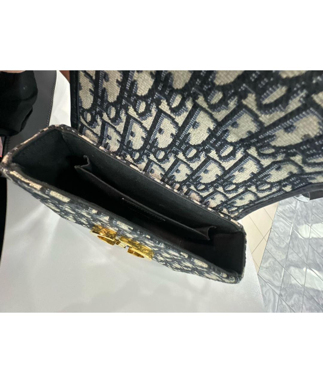 CHRISTIAN DIOR Темно-синяя жаккардовая сумка через плечо, фото 4