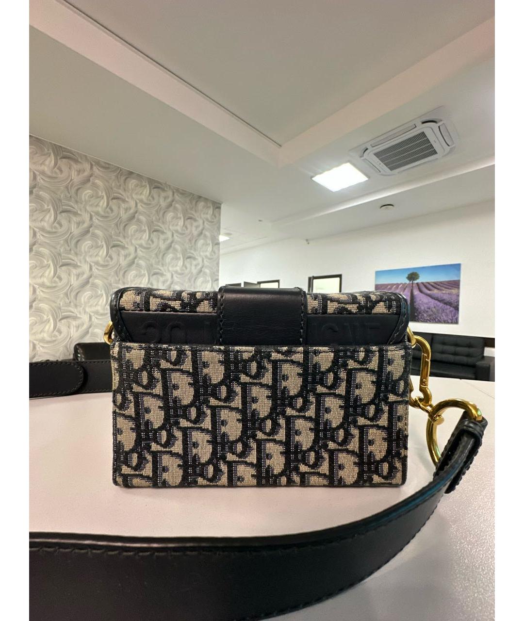 CHRISTIAN DIOR Темно-синяя жаккардовая сумка через плечо, фото 3