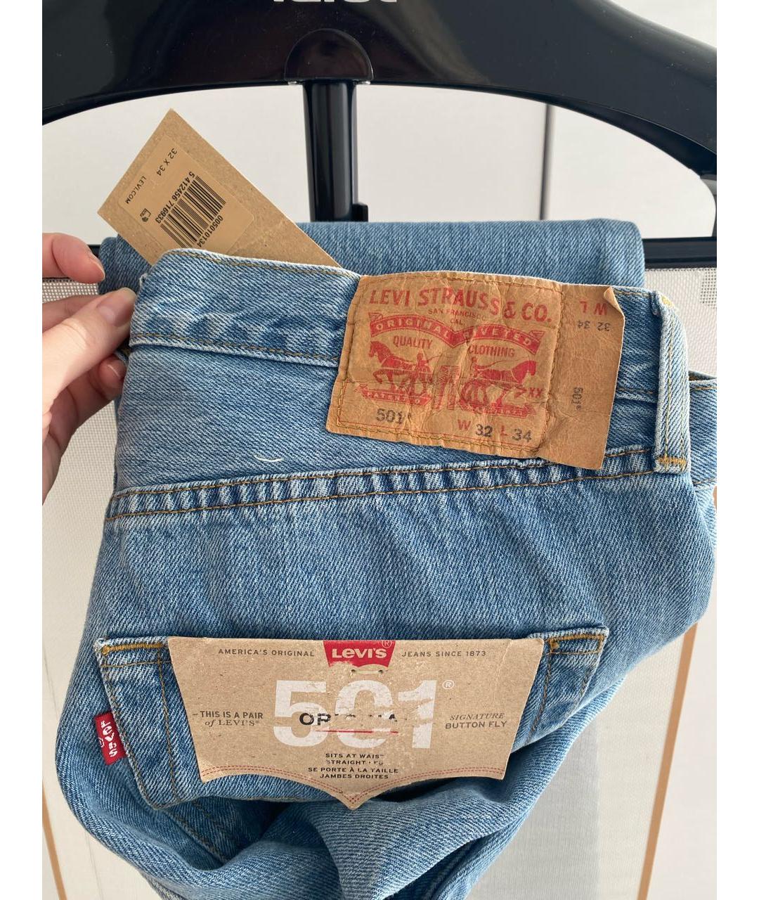 LEVI'S Голубые хлопковые прямые джинсы, фото 3