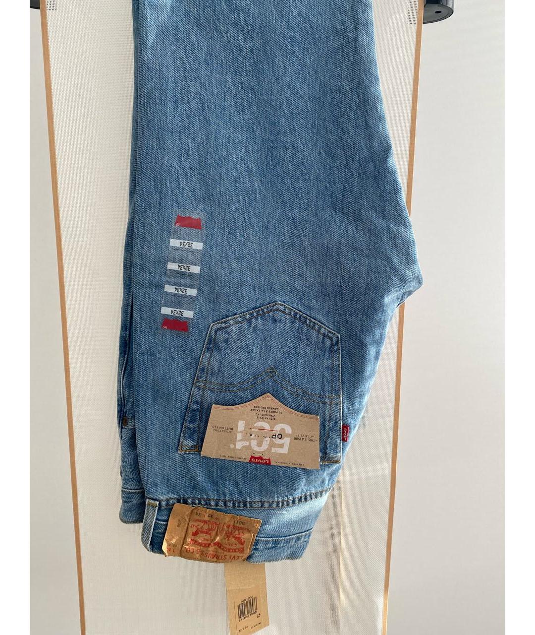 LEVI'S Голубые хлопковые прямые джинсы, фото 2