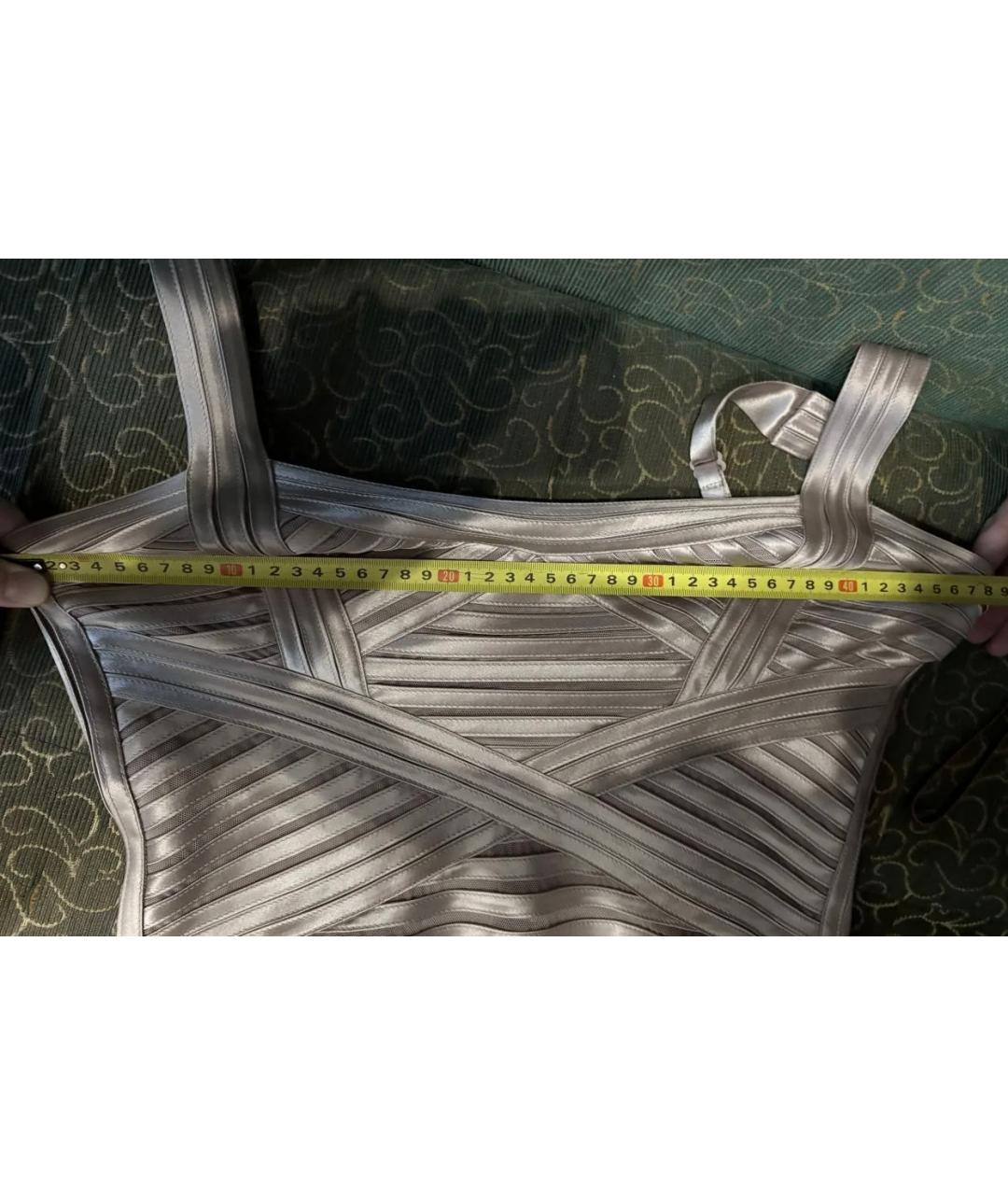 BCBG MAXAZRIA Бежевое сетчатое коктейльное платье, фото 3