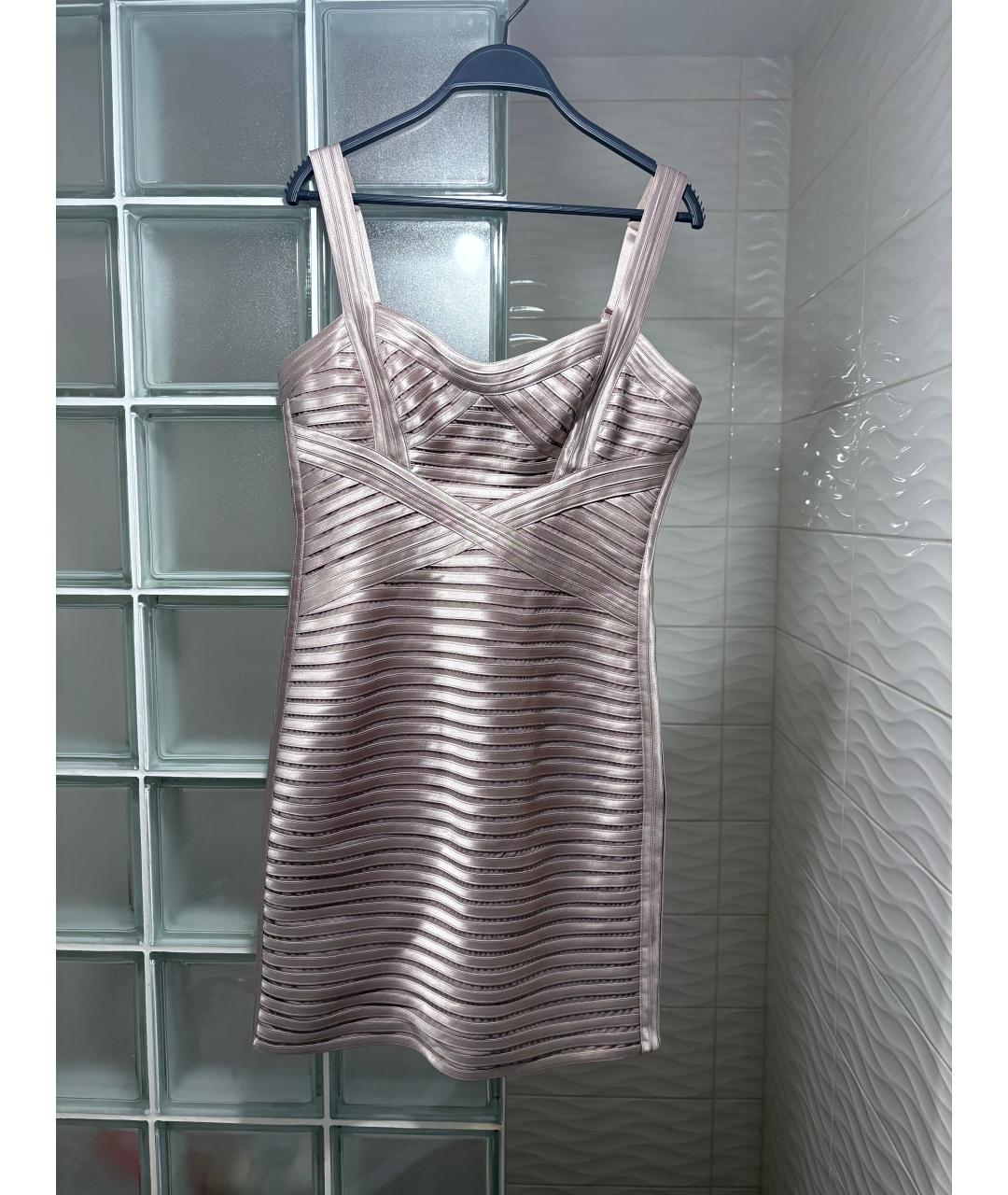 BCBG MAXAZRIA Бежевое сетчатое коктейльное платье, фото 5