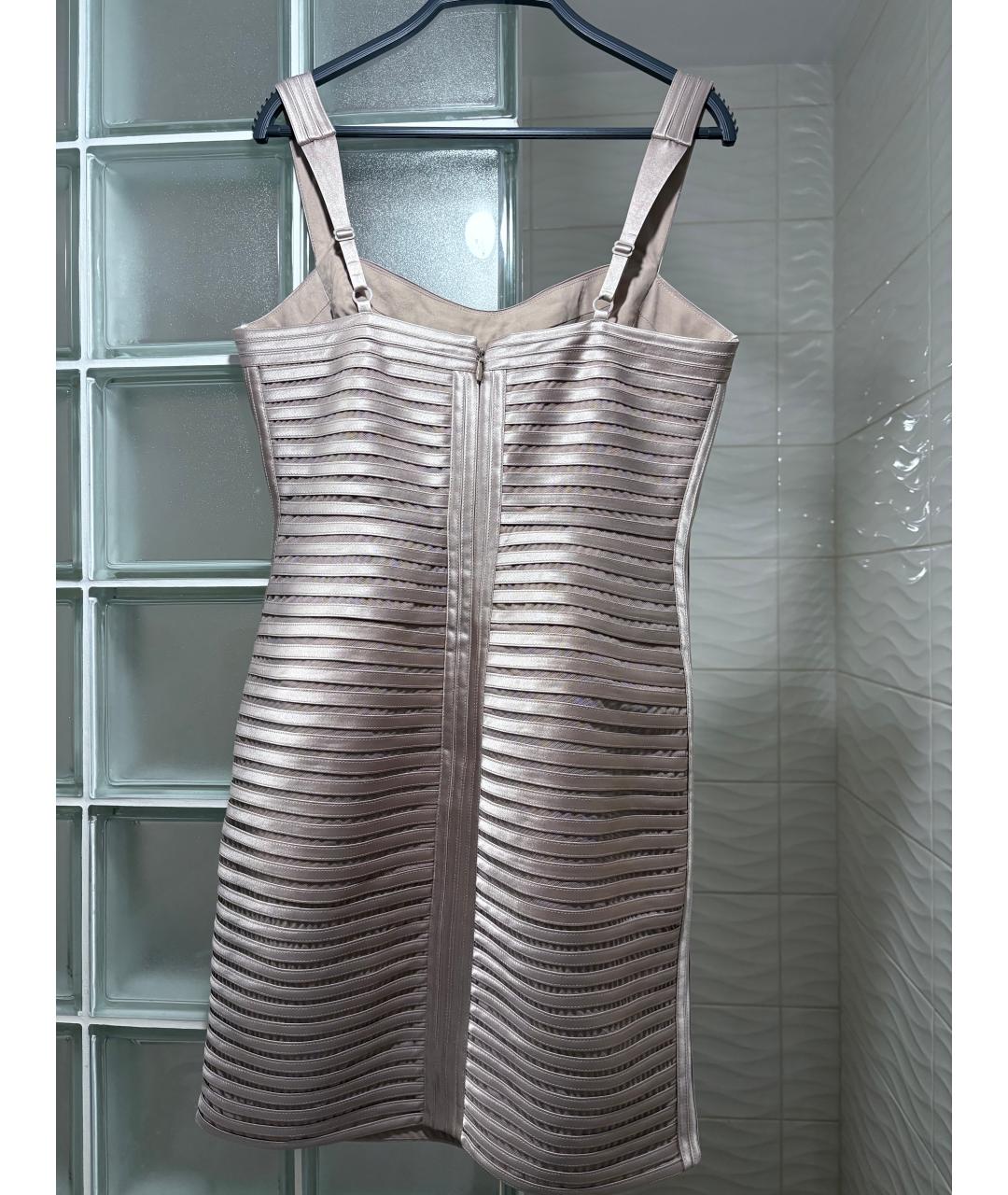 BCBG MAXAZRIA Бежевое сетчатое коктейльное платье, фото 2