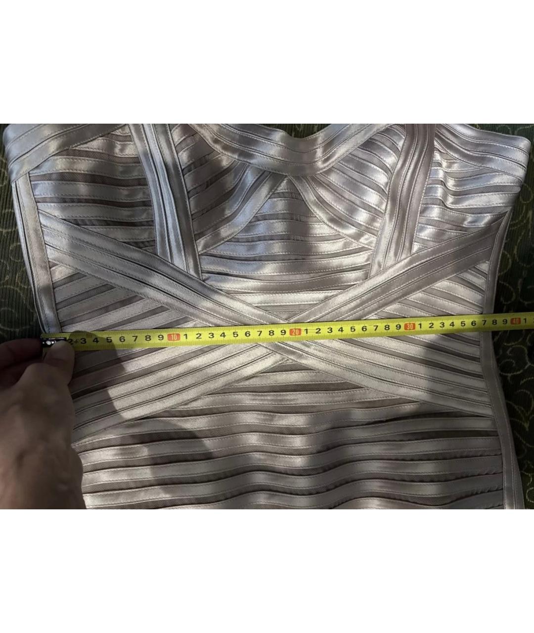 BCBG MAXAZRIA Бежевое сетчатое коктейльное платье, фото 4