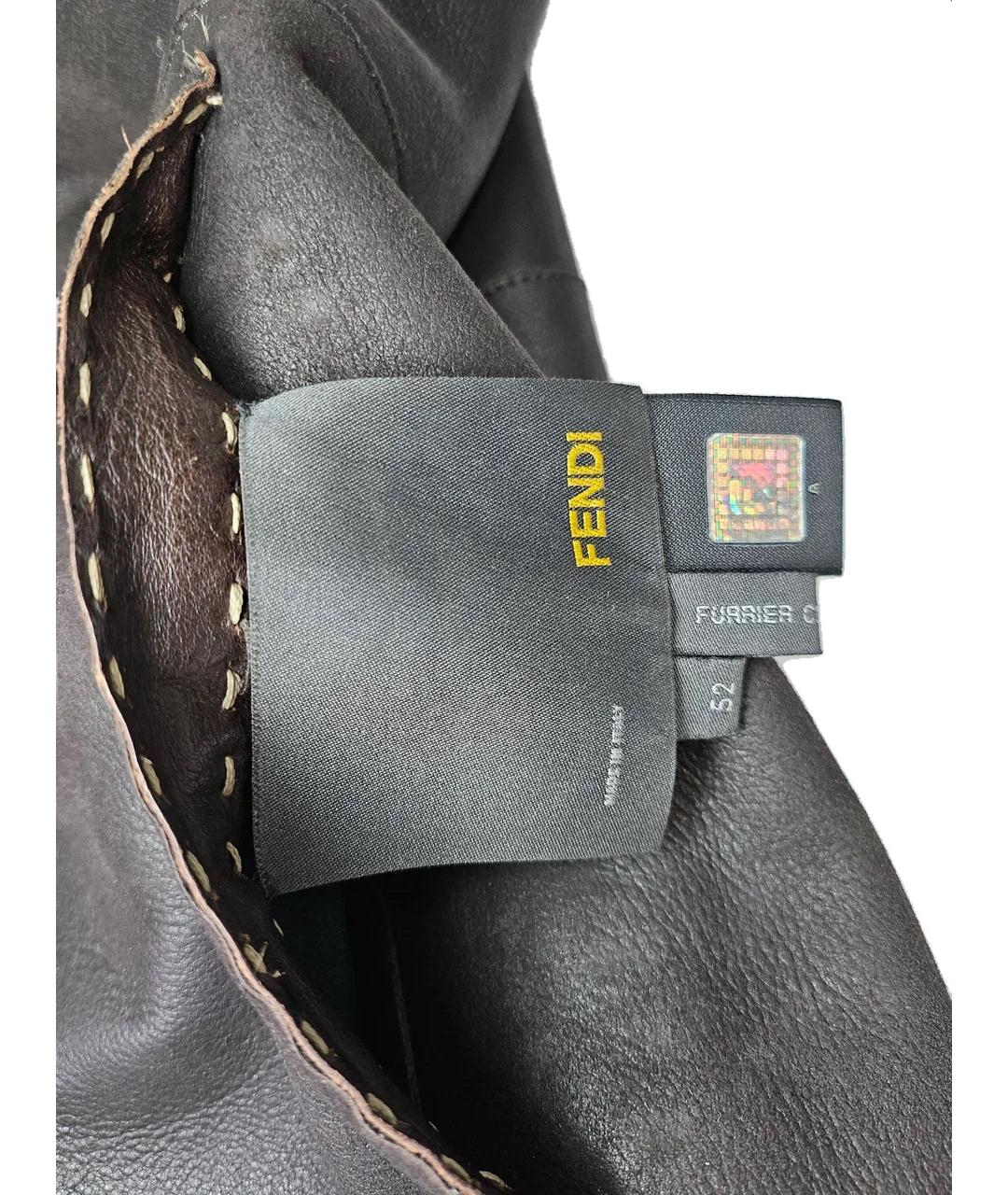 FENDI Коричневая кожаная дубленка/шуба, фото 7