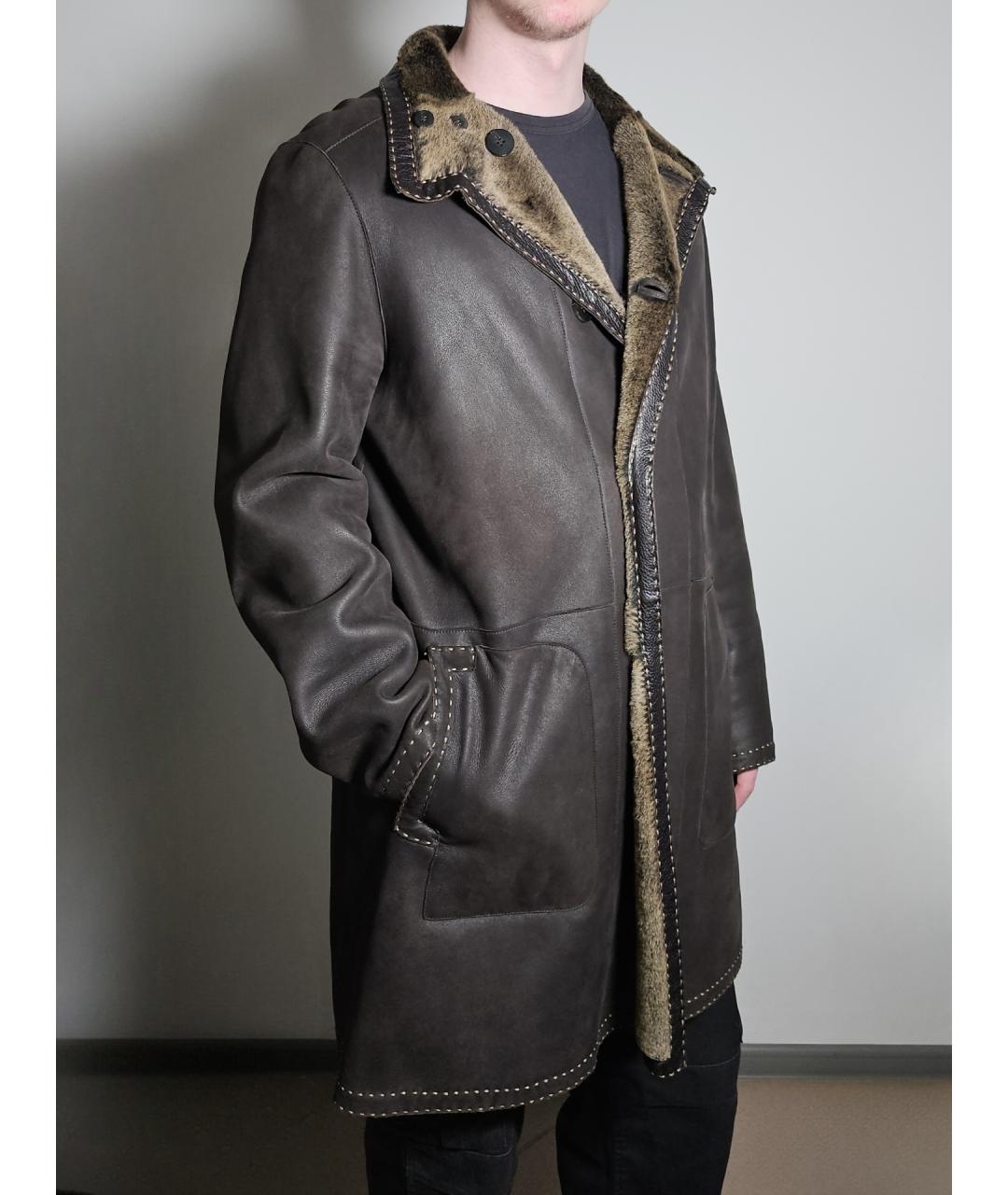 FENDI Коричневая кожаная дубленка/шуба, фото 8