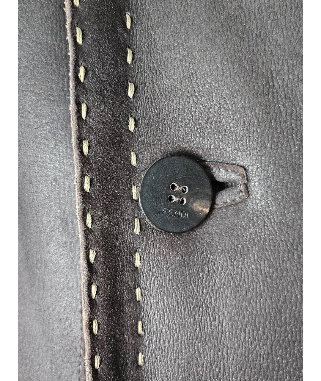 FENDI Коричневая кожаная дубленка/шуба, фото 6