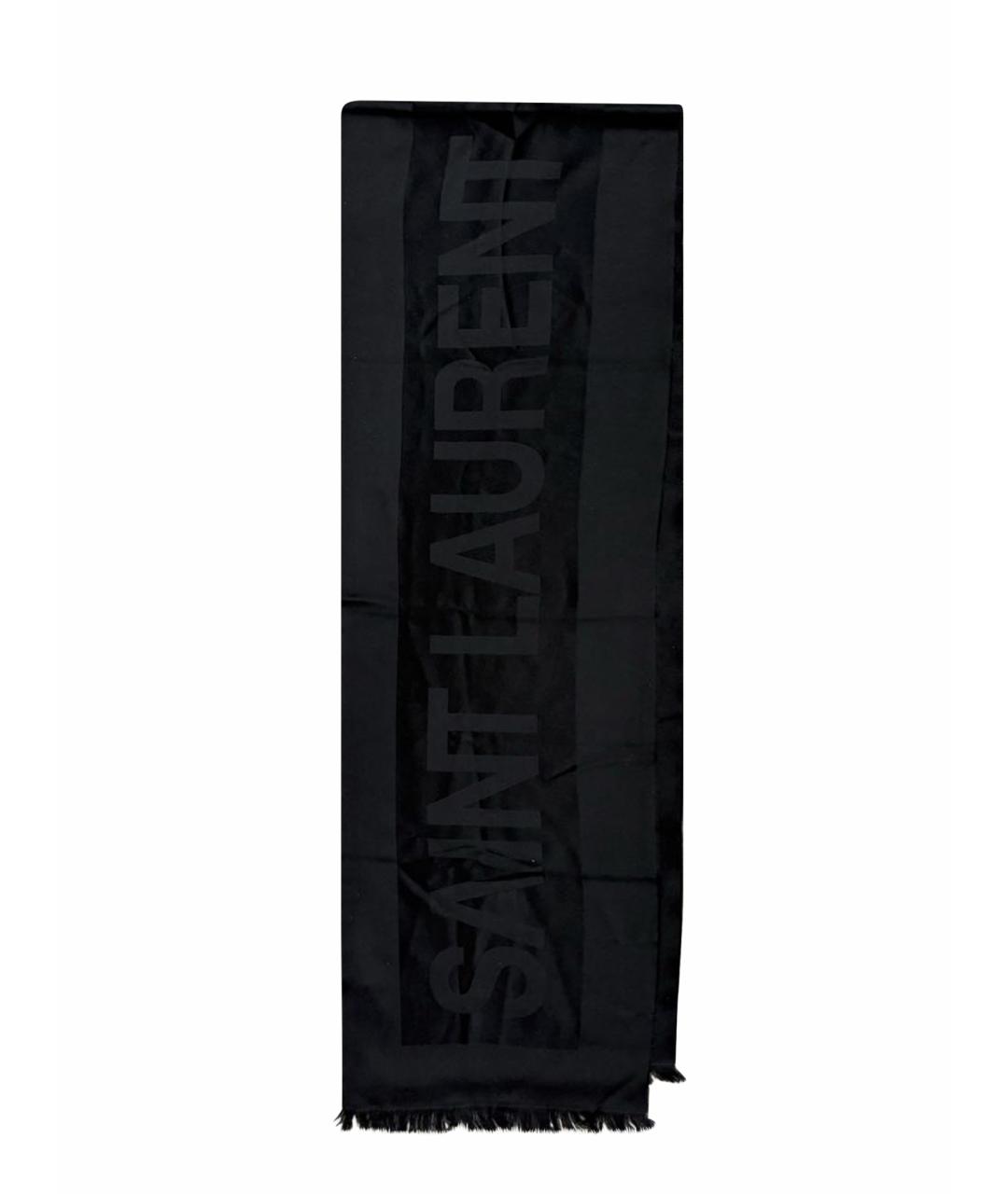SAINT LAURENT Черный шерстяной шарф, фото 1
