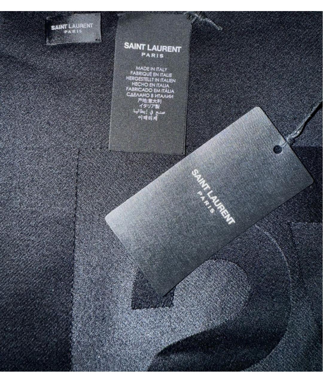 SAINT LAURENT Черный шерстяной шарф, фото 4