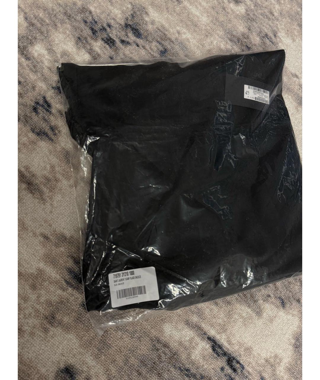 SAINT LAURENT Черный шерстяной шарф, фото 7