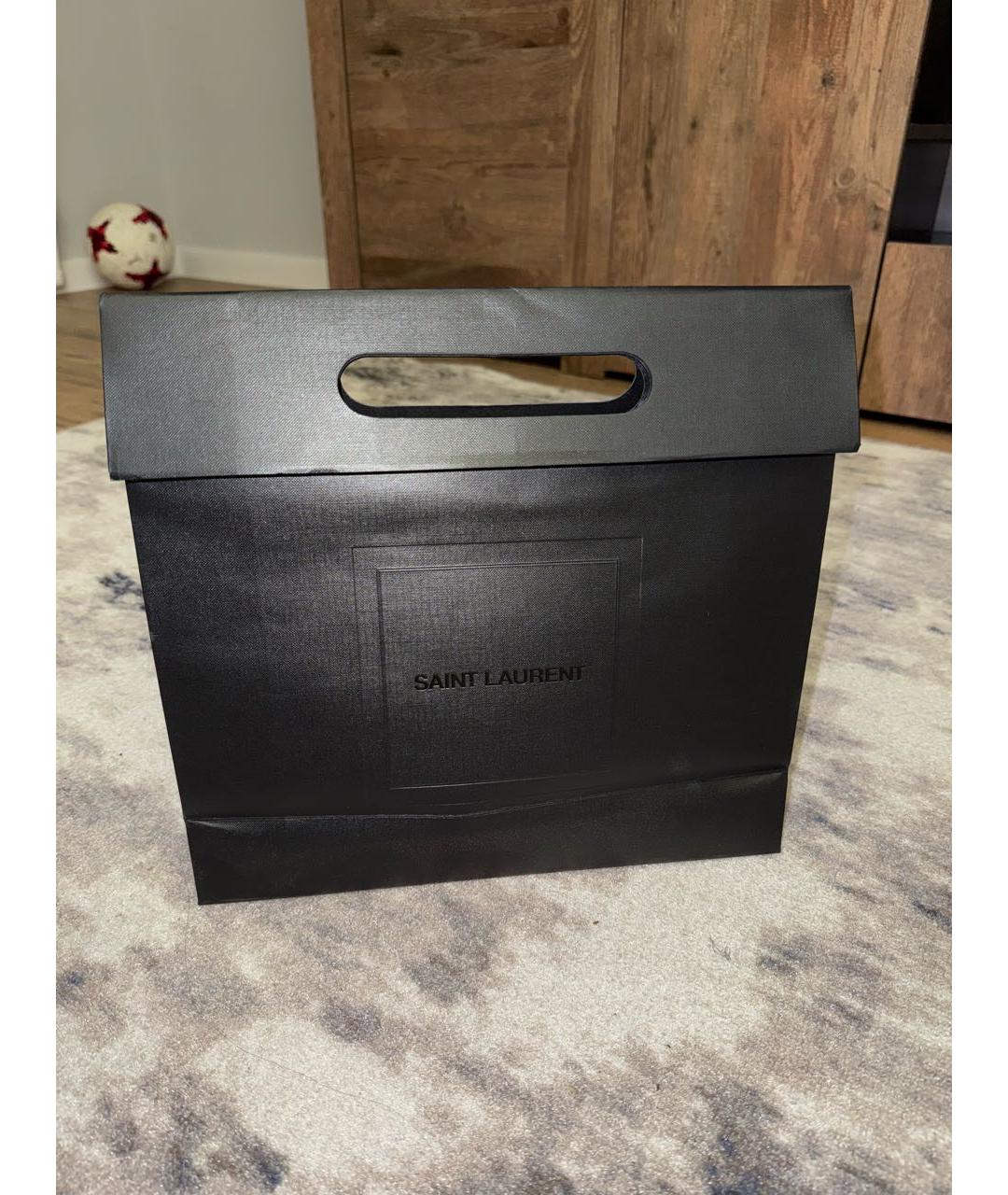 SAINT LAURENT Черный шерстяной шарф, фото 8