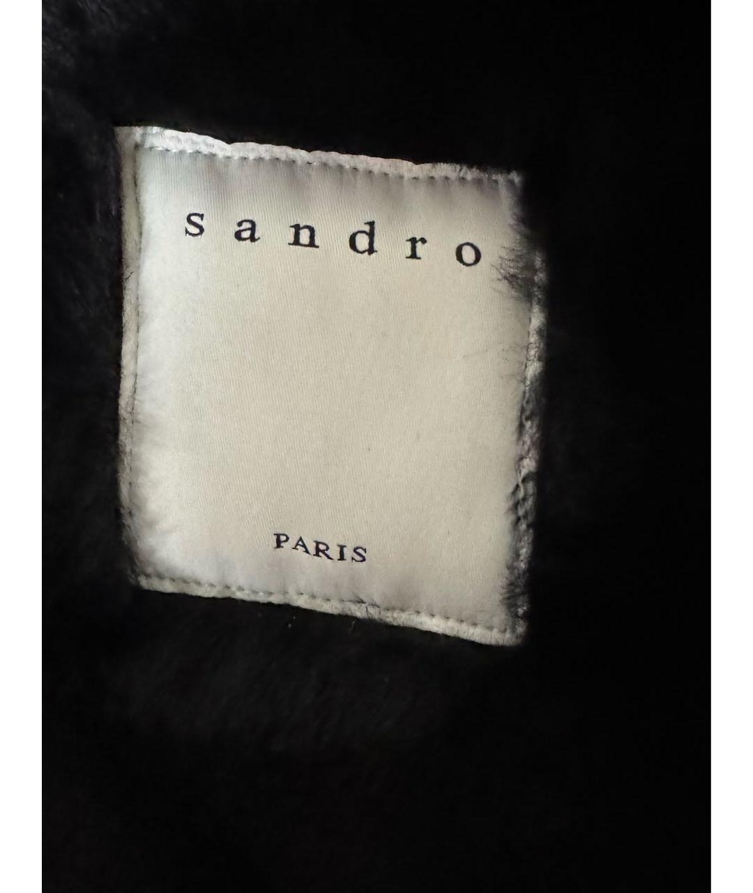 SANDRO Черная кожаная дубленка/шуба, фото 3