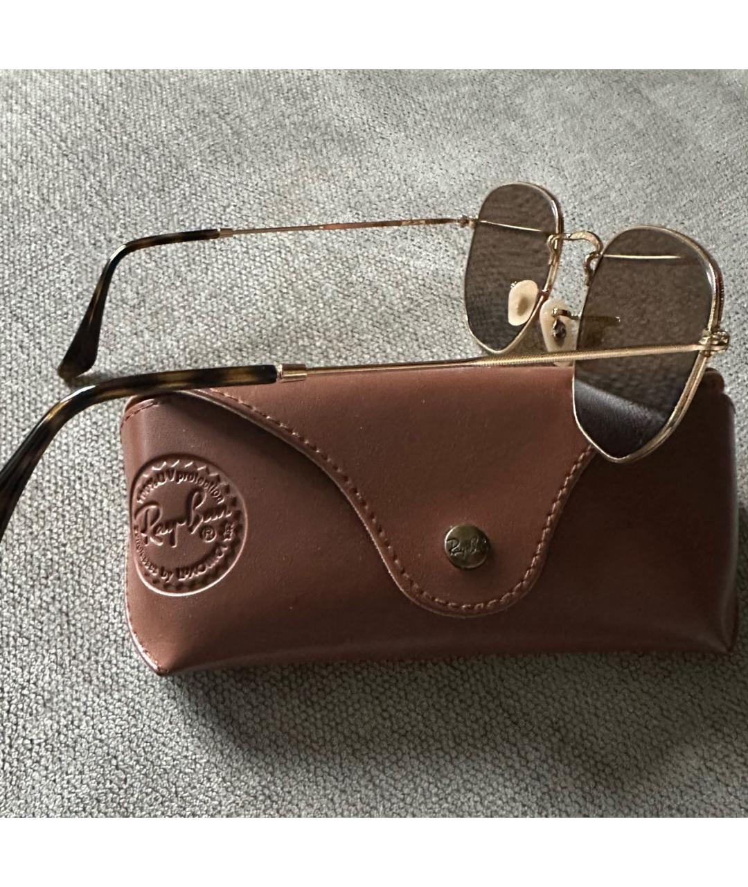 RAY BAN Золотые металлические солнцезащитные очки, фото 2